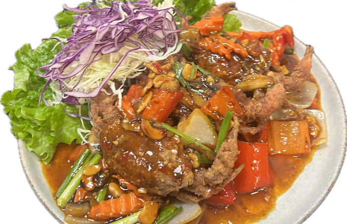 Deep-Fried Soft-Shell Crab, Stir-Fry with Cashew Sauce