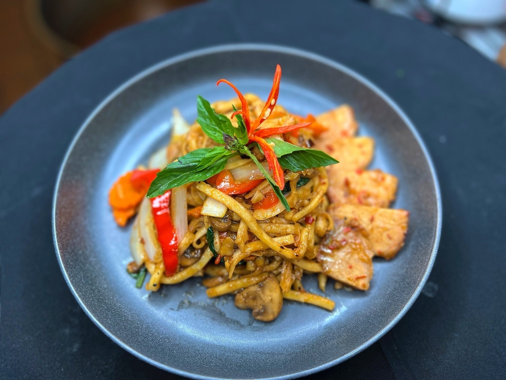 Crispy Pork Belly with Udon noodles