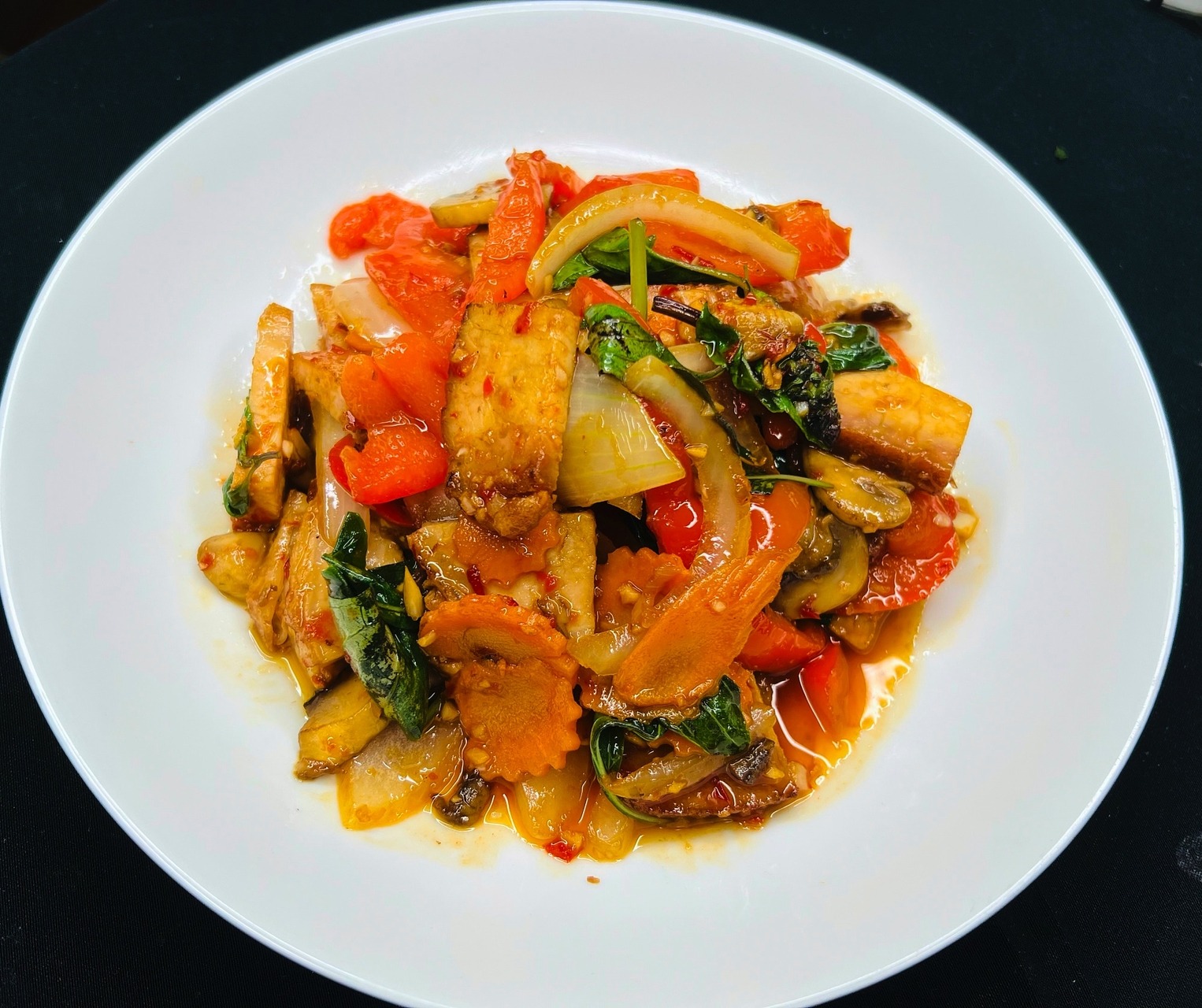 Spicy Basil with deep fried pork belly