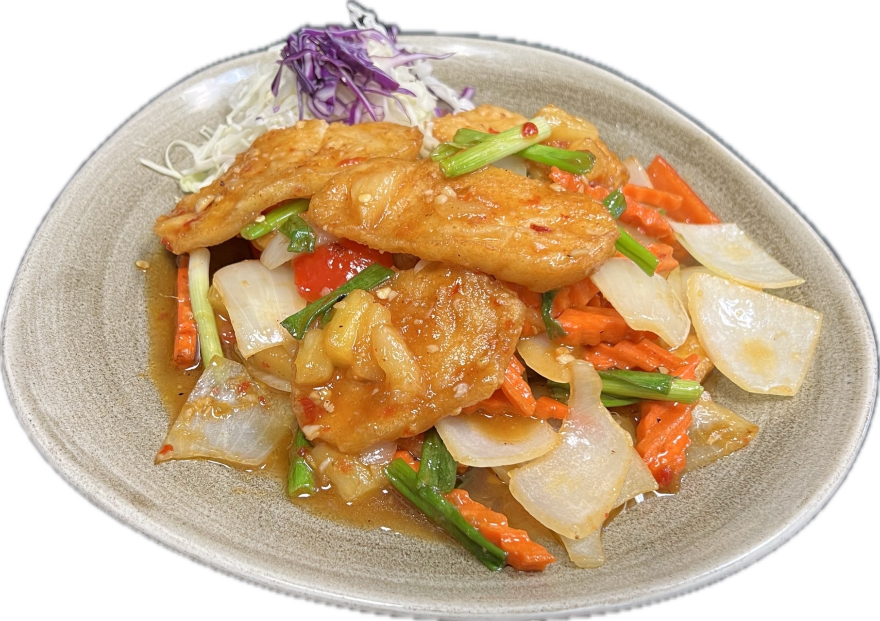Stir-fry Sea Bass fish sweet and sour sauce